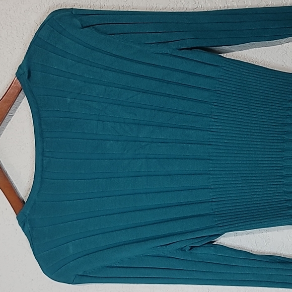 Joseph A Teal V Neck Button Up Thick Ribbed Sweater Sz. L - Picture 7 of 7